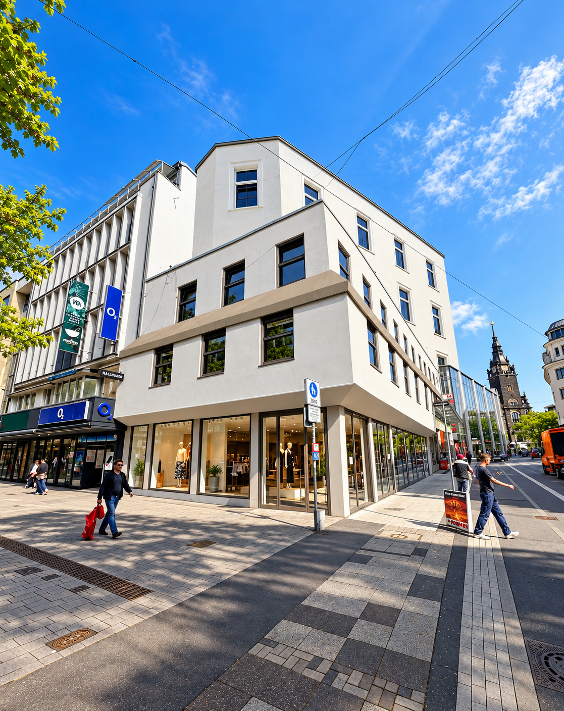 Wall 24 in Wuppertal-Elberfeld: helles Gewerbegebäude mit großen Schaufenstern